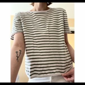 Oak + Fort Green Cream Striped Tee Shirt